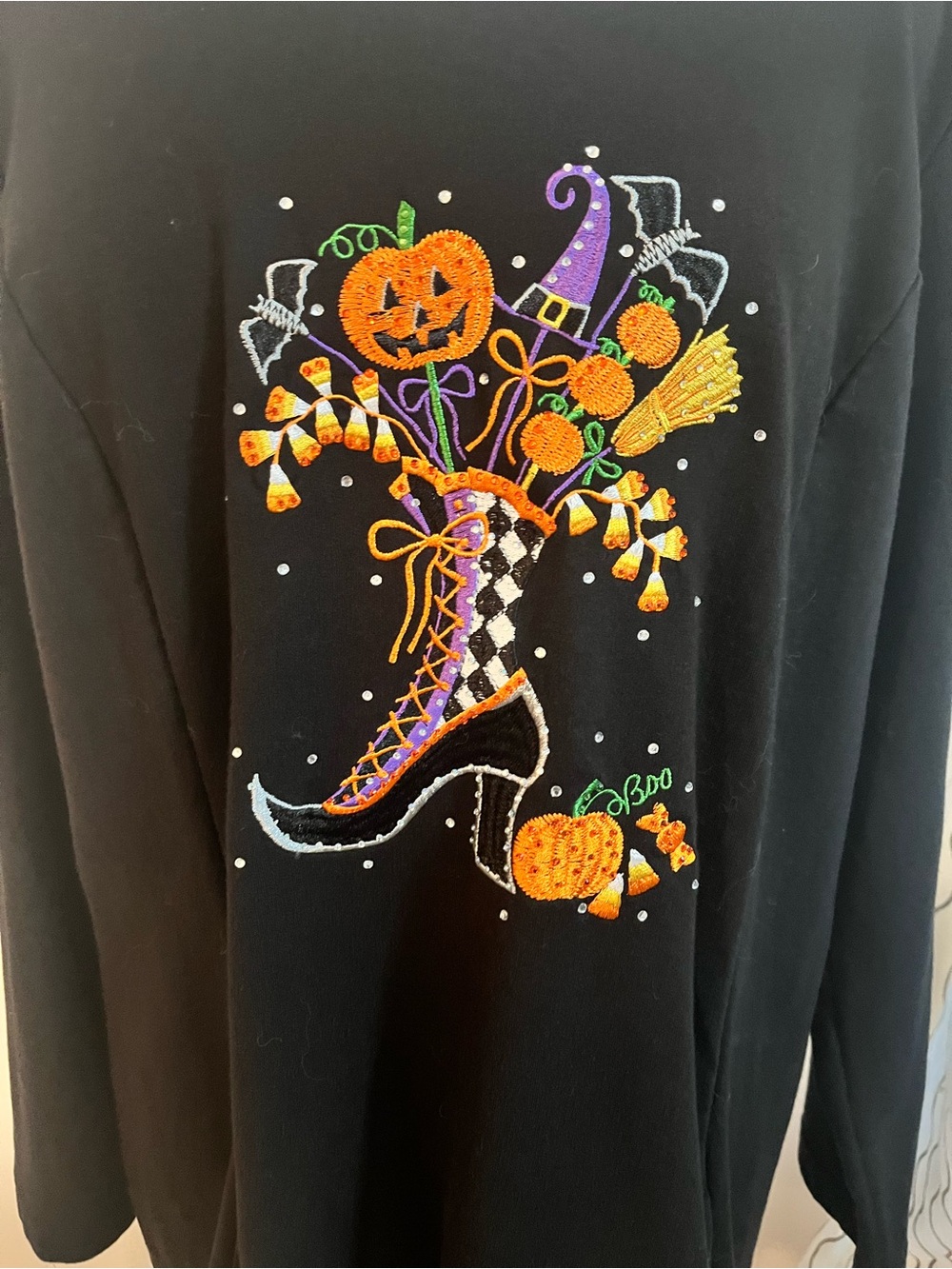 Quacker Factory Halloween Tunic With Pockets Size L Embroidered Sequins